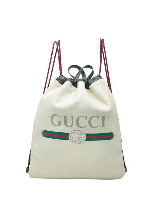 Gucci Sherry Line Drawstring Backpack Ivory Leather main image 7